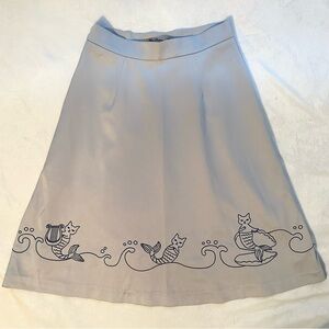 Miss Patina Mermaid Cat Silver Blue Knee Length Full A-line Skirt S MerCat Ariel